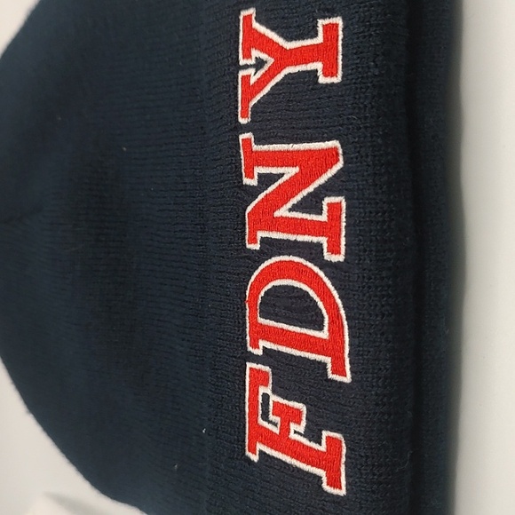FDNY Fire Department New York Navy Blue Knit Beanie Hat Never Been Used - Picture 2 of 4